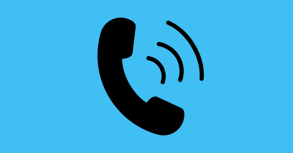 pictogramme d'un téléphone noir sur fond bleu pour illustrer les appels vers la France depuis l'étranger
