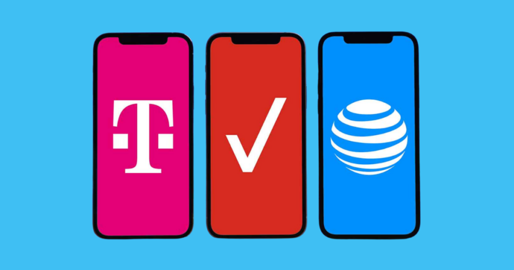 image d'un comparatif des logos entre trois opérateurs américain