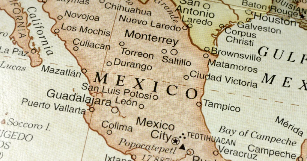 carte du mexique pour illustrer le fait d'avoir internet et téléphoner pendant un voyage au mexique
