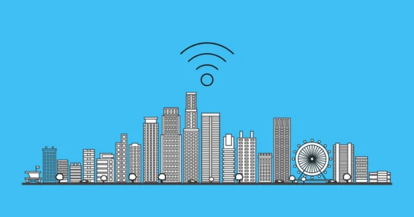 illustration de los angeles avec le symbole du wifi pour symboliser le fait de rester connecté à los angeles