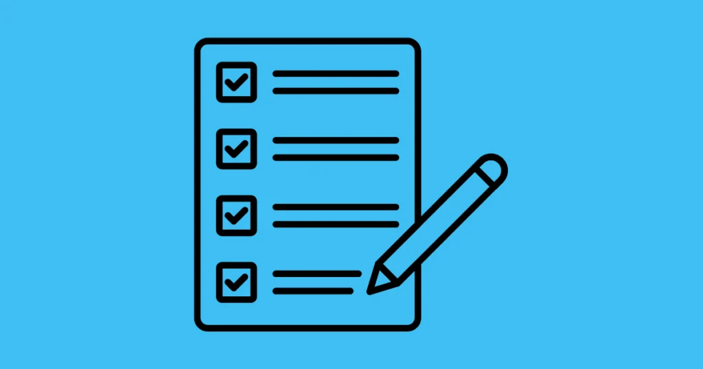 icone d'une check list avec crayon pour illustrer la check list tech à avoir lorsqu'on voyage aux usa