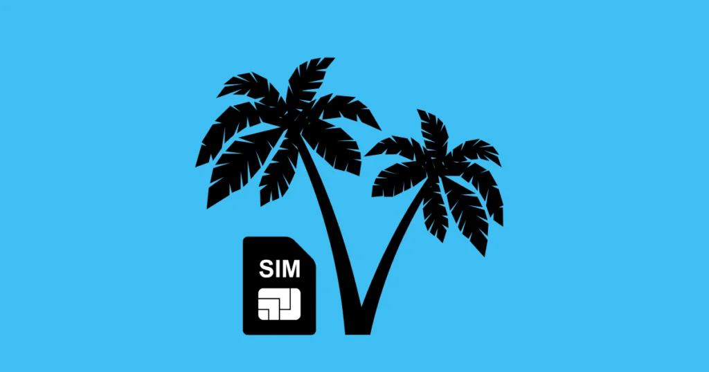illustration of the caribbean and a sim card for travel internet solutions
